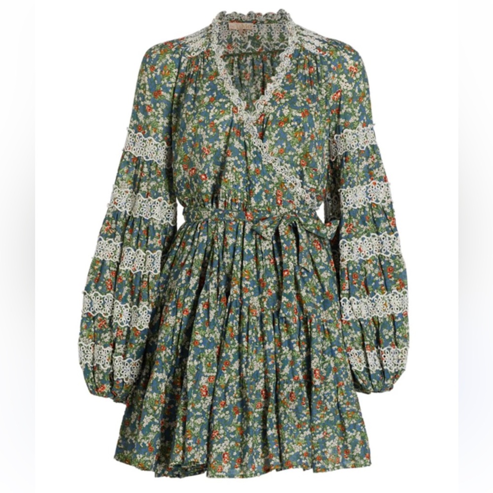 ByTimo Floral Lace Trim Mini Dress